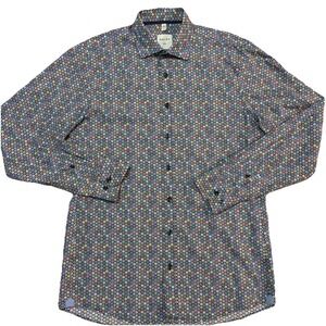 Haupt Men's Medium 39/40-15 1/2 Abstract Long Sleeve Button Up Shirt EUC